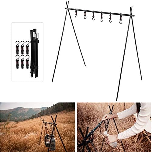 Ultralight Camping Hanging Rack,Cookware Hanging Rack,Outdoor Camping Portable Storage Hook Hanging Rack Folding Tripod Barbecue Tool Bracket - Image 5