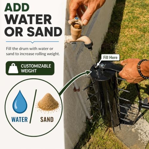 Manual Roller Lawn Aerator with Pre-Attached Spikes, Easy-to-Assemble - Image 6