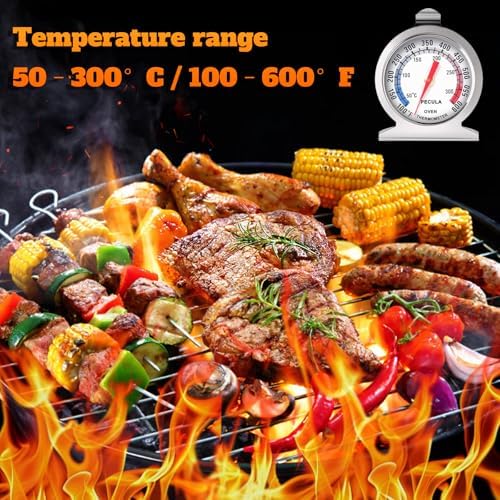 Stainless Steel Oven Thermometer 50-300°C/100-600°F, Analog Instant Read, Battery-Free Kitchen Cooking Thermometer, Hook & Stand Design Food Thermometer for Oven, Grill, Smoker, Fryer - Image 7