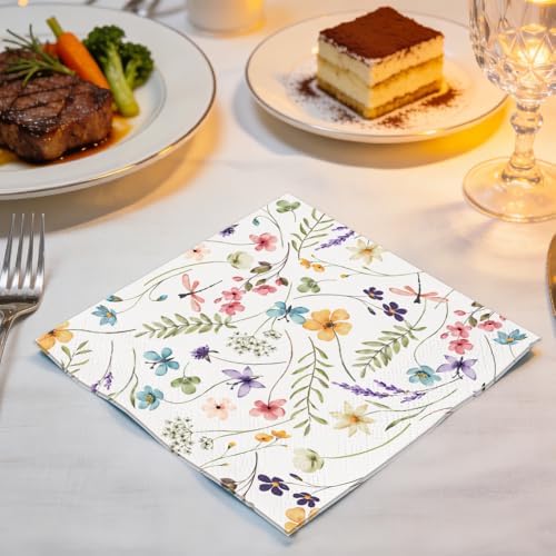 100Pcs Wildflower Party Supplies Floral Wedding Birthday Decoration Include Wildflower Scalloped Paper Plates Napkins and Cups for Picnic Wedding Baby Shower Tea Party Decor Serve 25 (Scalloped) - Image 4