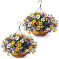 2 Set Artificial Hanging Flowers with Basket for Outdoor Decor by secqous