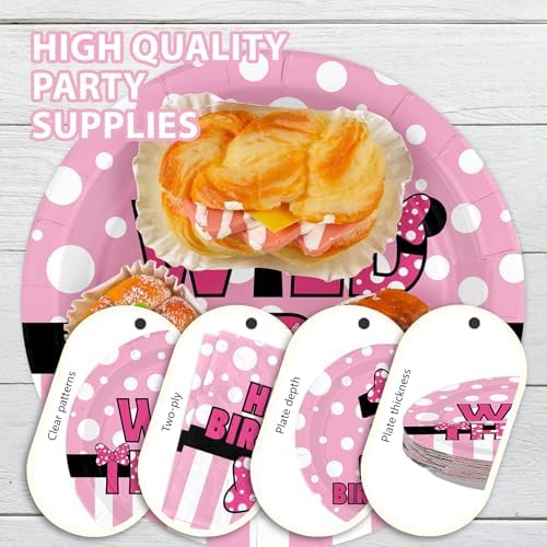 168Pcs Pink Mouse 3rd Birthday Decorations, Serves 24 - Image 4