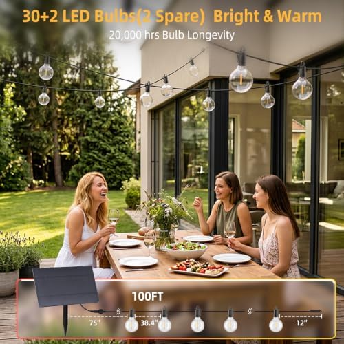 ZJOJO 100FT Solar String Lights Outdoor Waterproof, Solar String Lights - Image 4