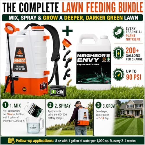 PetraMax Neighbors Envy Grass Fertilizer for Lawn w/ 4 Gal Battery Sprayer - Image 2