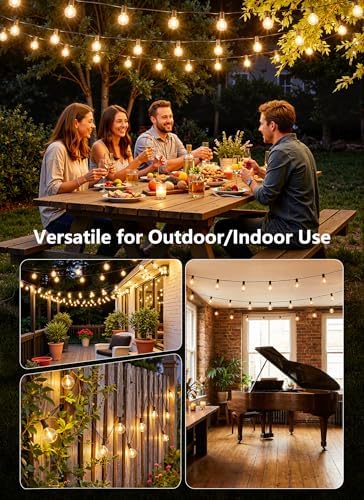 100Ft Outdoor String Lights with Remote, Dimmable G40 LED Bulbs, Waterproof - Image 3