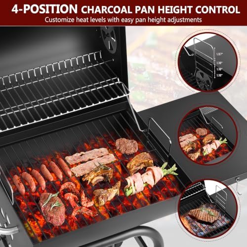 Barrel Charcoal Grill, 388 Sq. In. Outdoor BBQ Grill - Image 2