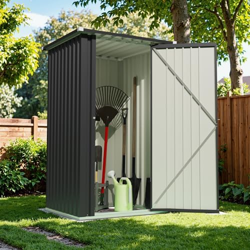 Devoko 3x3 FT Outdoor Storage Shed, Small Garden Tool Shed with Single Lockable Door, Metal Tool Storage Shed with Sloping Roof, Outside Shed for Backyard Patio Lawn, Black - Image 2