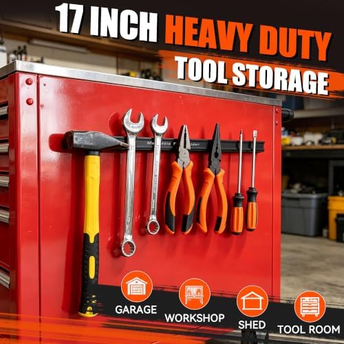 Upgraded 17 Inch Magnetic Tool Holder, Heavy Duty Double Sided Magnetic Tool Bar with Extra Strong Magnets, Wall Mount Tool Organizer for Wrenches, Pliers, Garage, Workshop or Jobsite (1PC) - Image 4