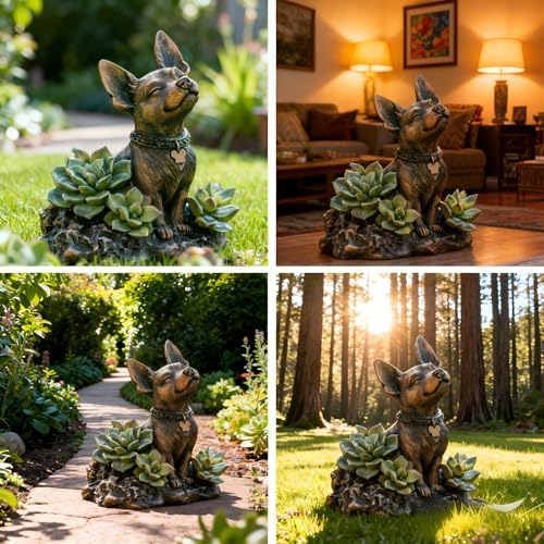 IVCOOLE Dog Statue with Solar Light, Dog Garden Decor, Outdoor Statue, Gifts for Mom - Image 3