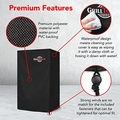 GrillTough Heavy Duty Smoker Cover, Adjustable Straps, 40 Inch Black - Image 3