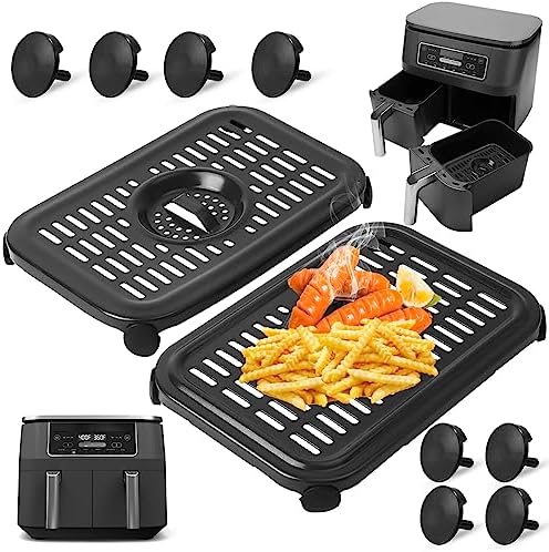 Air Fryer Replacement Parts for Ninja Foodi DualZone Air Fryers, 2 PCS Food Grade Air Fryer Accessories Grill Pan Plate Crisper Plate Rack Tray for Ninja DZ090 DZ201 DZ100 Air Fryer, Dishwasher Safe by GWYXC