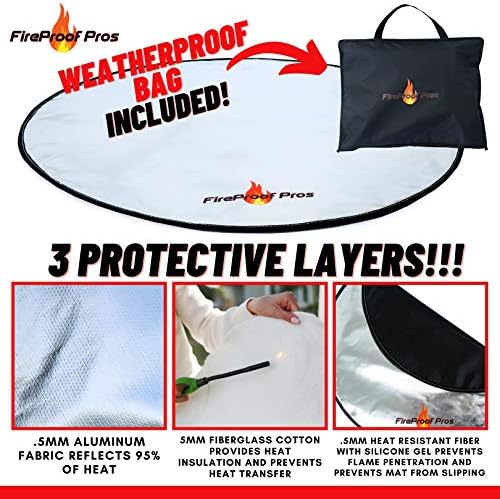 FireProof Pros 40" Round Fire Pit Mat for Deck, Patio, Grass and Concrete. Heat Reflective Fireproof Mat/Ember Mat. 3 Layer Fire Pit Pad, Thick Firepit Protector, Outdoor BBQ Grill Mat Protector - Image 3
