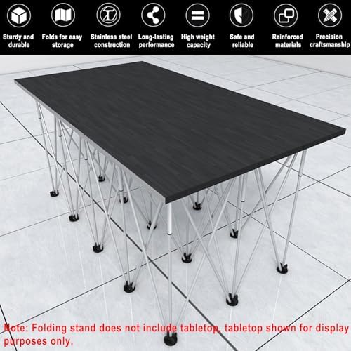 Stainless Steel Folding Workstand Table, Portable No Assembly Workbench with Storage Bag for BBQ, Garage Repair & Crafts, 9 Legs Support Heavy Duty,6 Legs - Image 2