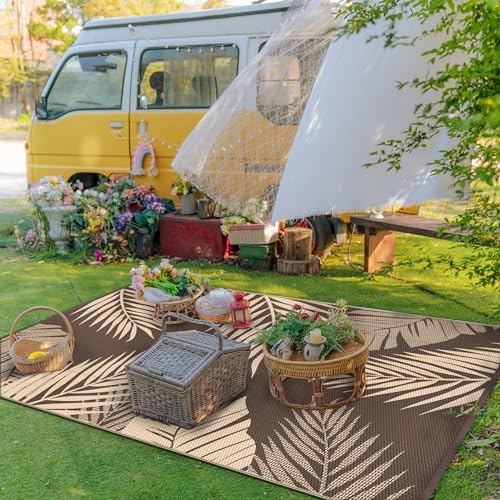 GENIMO Outdoor Rug, Waterproof Plastic Rugs for Patio, 9'x12' Coffee Beige - Image 3