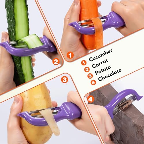 Rainspire Vegetable Peeler Potato Peelers for Kitchen, Sharp Stainless Steel Blades Veggie, Comfortable Handle Fruit Peeler, Carrot Peeler Apple Peeler Dishwasher Safe (2, Purple) - Image 7