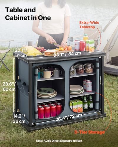 VEVOR Folding Camping Storage Cabinet, Outdoor Portable Lightweight Table - Image 3