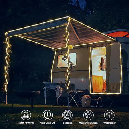Solar Rope Lights, 2 Packs Total 132ft 400LED Solar String Lights, 8 Modes - Image 2