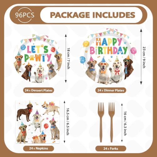 96 Pcs Dog Birthday Party Decoration for Kids, Serves 24 - Image 5