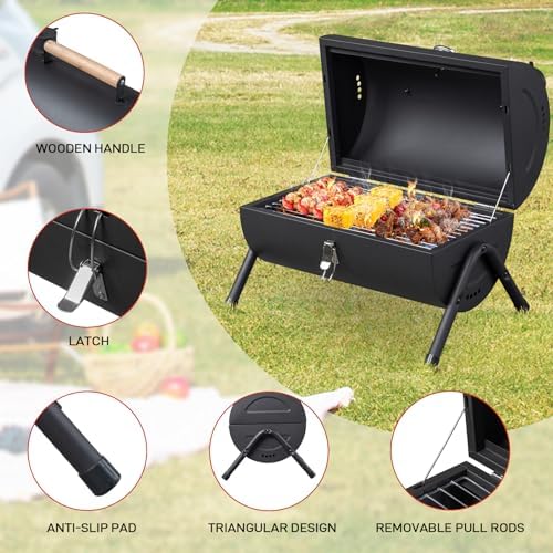 Outvita Portable Charcoal Grill, Tabletop Multi-functional Barbecue Smoker - Image 3