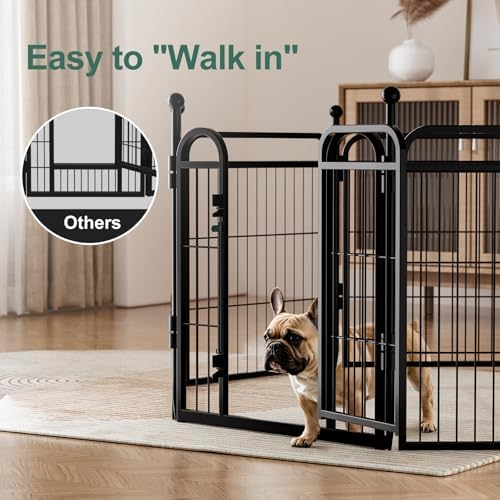 Gardner Pet Dog Playpens, 32" H 8 Panels Dog Pen Outdoor/Indoor Dog Fence Exercise Pen for Small/Medium/Large Dogs, Foldable Pet Play Yard Gate with Gravity Automatic Lock, Pet Playpen, Black - Image 6