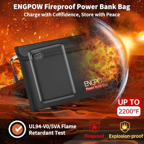 ENGPOW Fireproof Organizer Travel Safe Bag, Portable Electronic Carry Case - Image 2