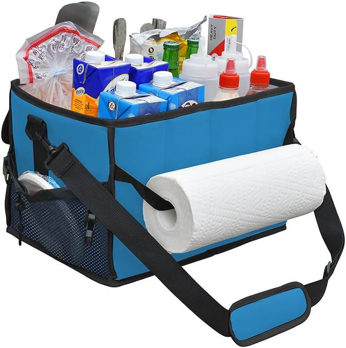 Large Grill Caddy Bag with Paper Towel Holder for Outdoor Grills, Blue - Image 6