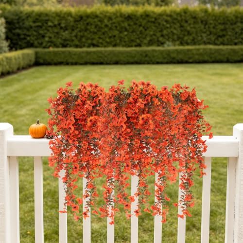 RECUTMS Fake Hanging Plant 3Pcs Artificial Autumn Flowers for Outdoors - Image 4
