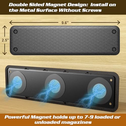 Magnetic Ammunition Holder，Double Sided Gun Magnet for Gun Magazines, Knives, Organize Mount in Gun Safe, Cabinet, Wall, Door, Ammo Storage Accessories for Handgun, Pistol and Rifle Mags - Image 3