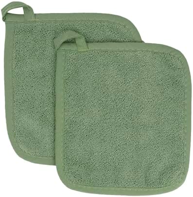 RITZ Terry Potholder & Hot Pad: Unparalleled Heat Resistant, Durable 100% Cotton – Ergonomically Designed for Optimal Grip – Easy-Care Machine Washable – 2-Pack, Juniper by RITZ