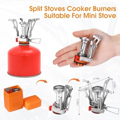 Funnymoom 15 Pcs Camp Cooking Set Stainless Steel Camping Cookware Mess Kit with Pot Pan and Stove 2 Set Stainless Steel Cups Plates Forks Knives Spoons for Camping Backpacking Outdoor Cooking Picnic - Image 4