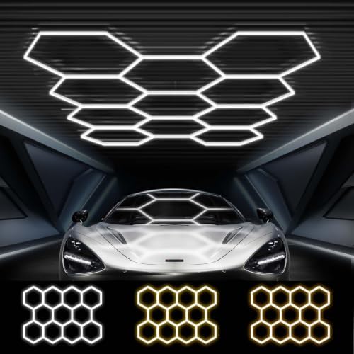 FERUERW Hexagon Garage Lights 11 Hex Grid, 3 Color Temperature by FERUERW