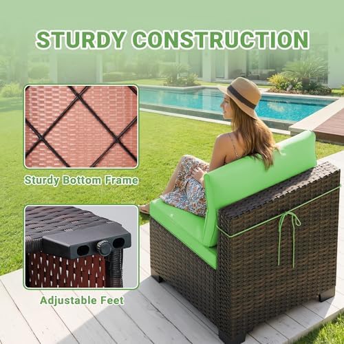 LEVELEVE 7 Pieces Outdoor Patio Furniture Sets,Rattan Conversation Sectional Set,Manual Weaving Wicker Patio Sofa with Tea Table - Image 5