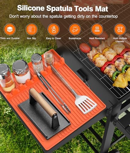Silicone Grill Mat for Blackstone Griddle Accessories, 8-Slot Tool Mat - Image 2