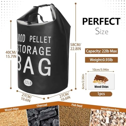 Wood Pellet Storage Containers Waterproof Charcoal Storage Bin-iiiBumwow Smoker Pellet Storage Bin w/Label Pocket & Buckle Seal & Dual Handles Pellet Containers for Grill Outdoor(22LB) (3-Pack) - Image 2