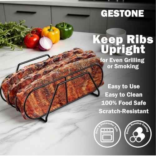 11" Non-Stick Rib Rack for Smoking and Grilling, BBQ Grill 2 Pack - Image 7