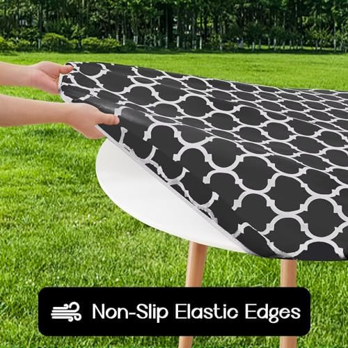 Romanstile Round Fitted Vinyl Tablecloth with Elastic Edge 100% Waterproof - Image 2