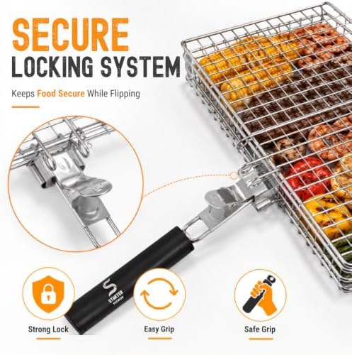 BBQ Grill Basket for Outdoor Grill, Deep Interior & Heat Resistant Handle - Image 4
