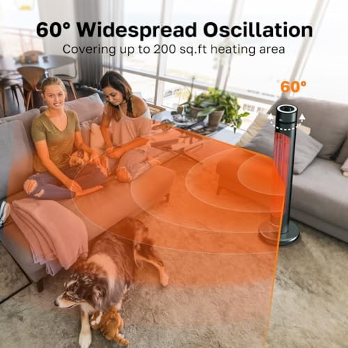 ThermoMate Electric Patio Heater, 1500W IP65 Outdoor/Indoor Infrared Heater with Remote, 8 Heating Levels 8-Hour Timer & Oscillation, Tip-over Protection for Garage Backyard Restaurant - Image 3