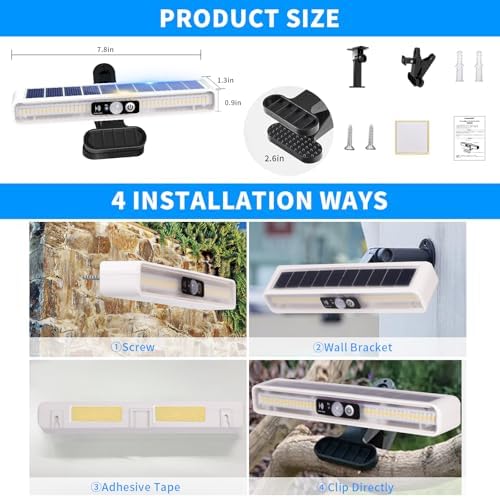 Clip On Solar Lights Outdoor with PIR Motion Sensor (White ,2 Pack ,3000K) - Image 5