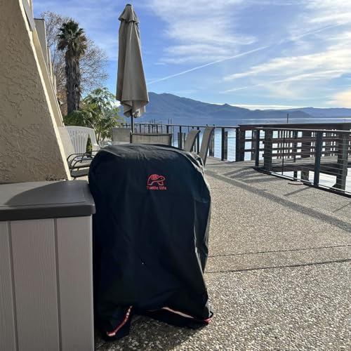Turtle Life 40 Inch Smoker Cover for Masterbuilt ThermoTemp XL Propane Smoker, Waterproof Heavy Duty Outdoor Smoker Grill Cover 28”W x 23”D x 42”H inch, Black - Image 2