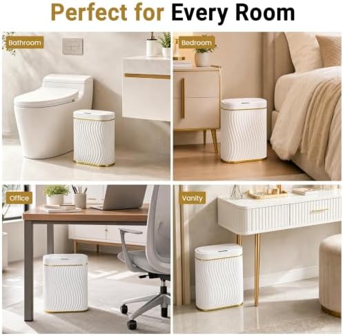 Ogikey Bathroom Trash Can with Automatic Touchless Lid, 5 Gallon Smart Garbage Can Narrow Waterproof Trash Bin for Bedroom, Office, Living Room (5 Gallon-White) - Image 6