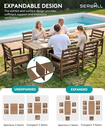 SERWALL 60" - 83" Outdoor Expandable Dining Table, Brown - Image 3