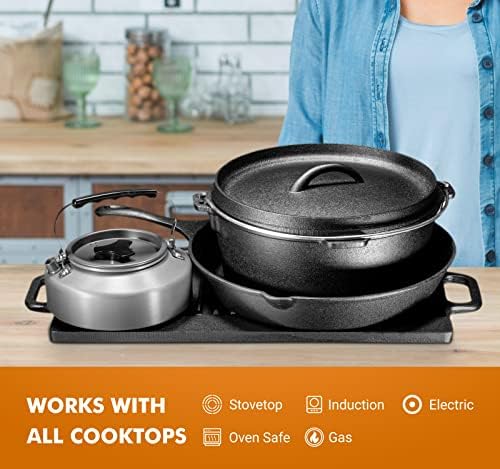 Bruntmor Camping Cooking Set Of 5. Pre Seasoned Cast Iron Pots And Pans Cookware/Dutch Oven Sets With Lids For Outdoor Comefire Cooking. Camping Skillet Grill Cookware Skillet Set With Carrying Case - Image 5