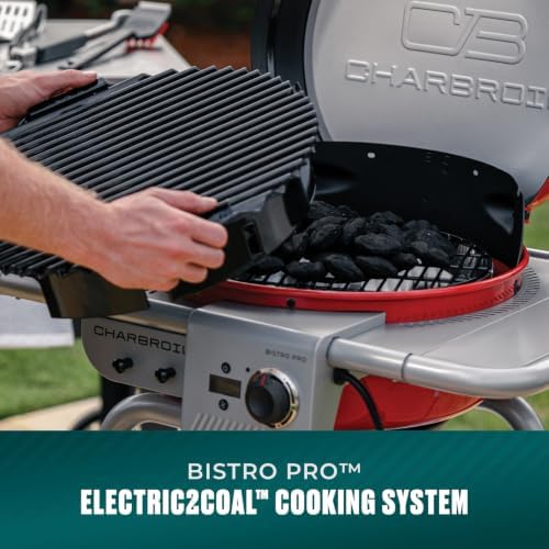 Charbroil Bistro Pro | 3-in-1 Electric, Griddle, & Charcoal Compact Grill | Electric BBQ grill | Red - Image 7