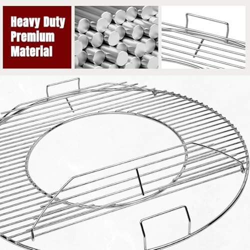 SHINESTAR Grill Grate for 22" Weber Charcoal Grills, Kettle, Performer, Master-Touch, Upgraded 8835 Gourmet BBQ System Hinged Cooking Grate, 21.5x21.5 Inch - Image 5