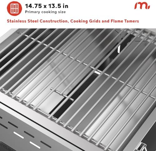 Megamaster Tabletop 2 Burner Gas Grill, Stainless Steel with Foldable Legs - Image 3