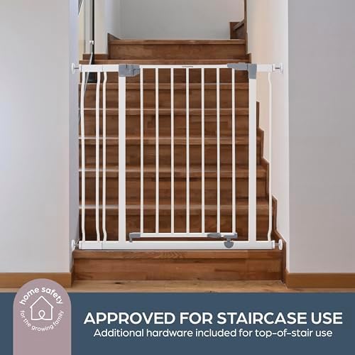 Dreambaby Liberty Walk Thru Baby Safety Gate Set - with 3.5inch Extension Panel - Fits 29.5-36.5inch Openings - Pressure Mounted Security Gates - White - Image 3