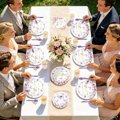 168Pcs Butterfly Bridal Shower Supplies for Wedding Engagement, Serves 24 - Image 5