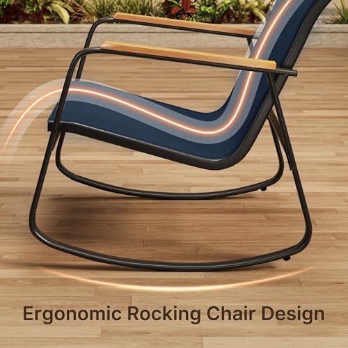 Ahomly 4-Piece Patio Furniture Set, Textilene Rocking Bistro Set, Blue - Image 2