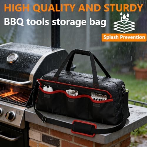 Grill Tool Storage Bag,Grill Utensil Storage Bag for Barbecue Tool up to 22",BBQ Utensil Storage Caddy with Pockets,Barbecue Utensil Case for Outdoor Grilling, Camping, Bag Only - Image 5